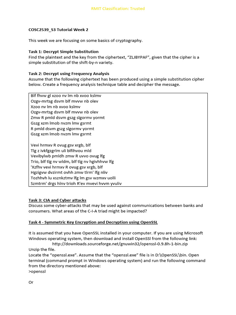 Tutorial 2 - Basic Cryptography-1 | PDF | Encryption | Key (Cryptography)