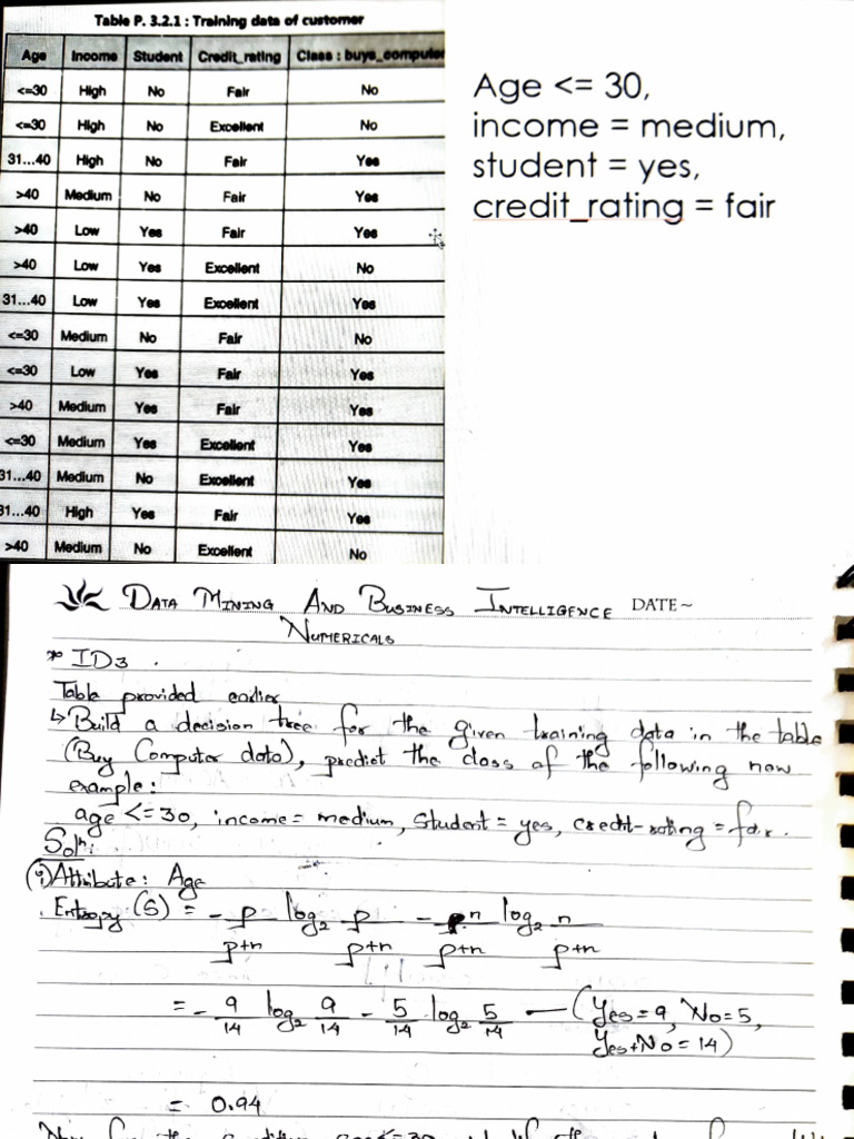 Mod 3 ID3 Numerical | PDF