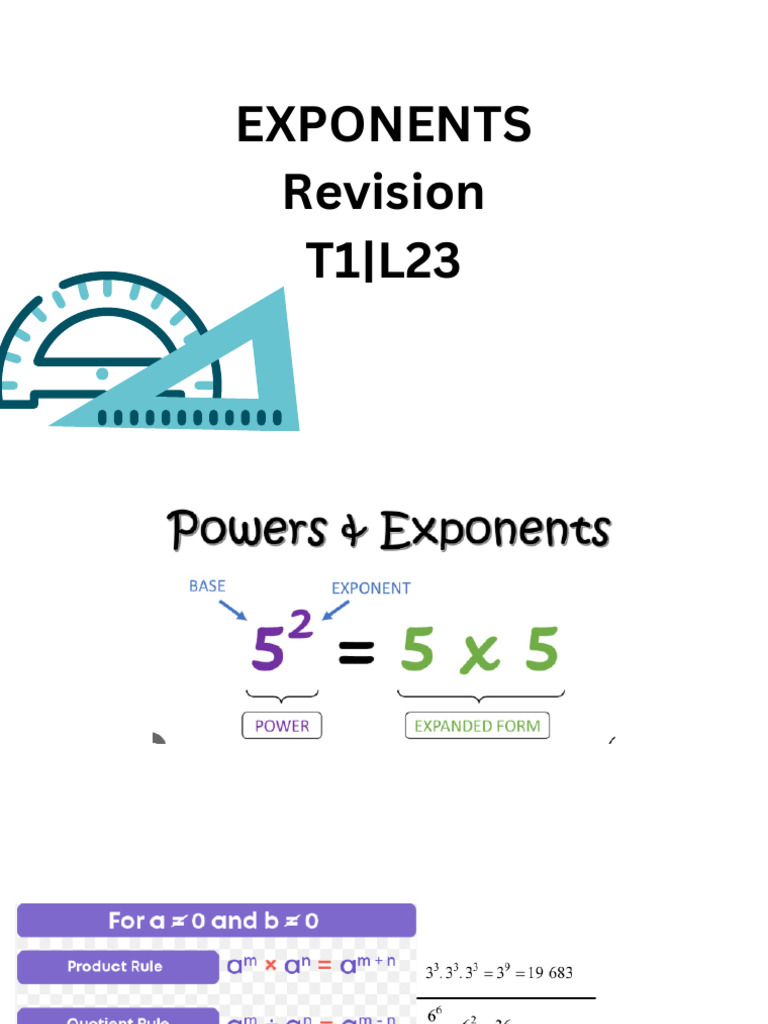 Exponents Revision t1l23 | PDF