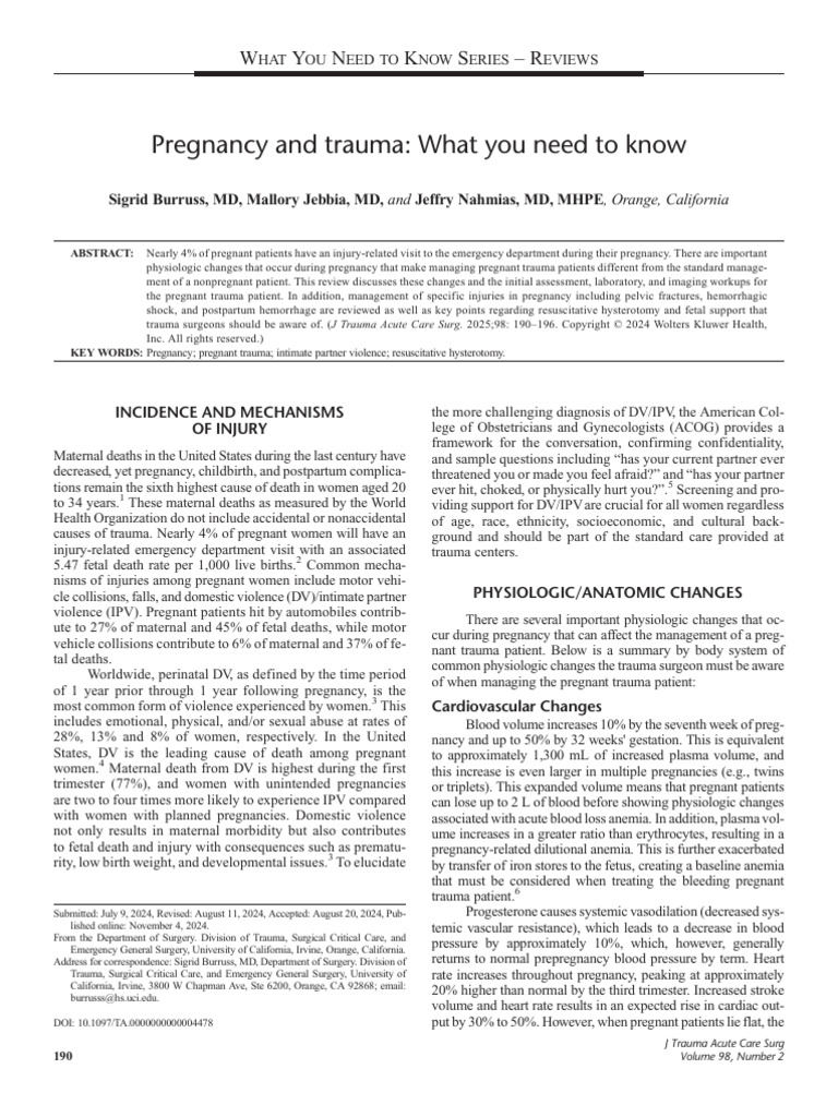 Pregnancy and Trauma What You Need To Know.2 | PDF | Pregnancy | Major ...