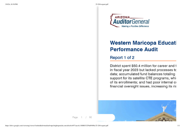 Western Maricopa Education Center Performance Audit | PDF