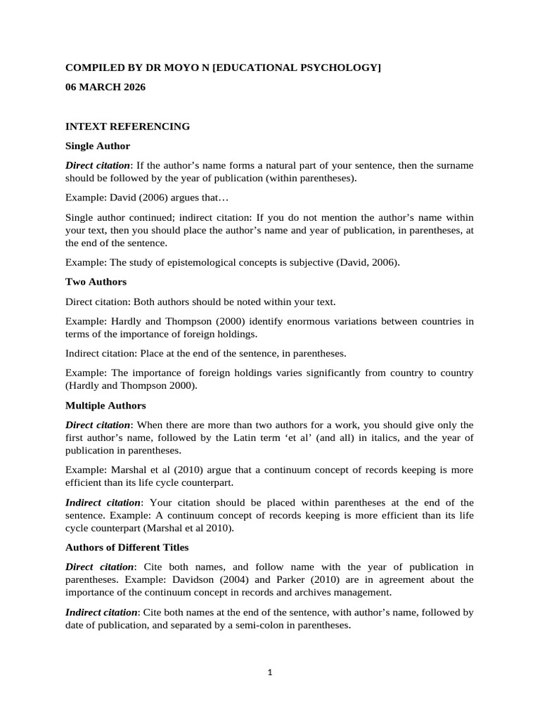 Referencing Notes | PDF