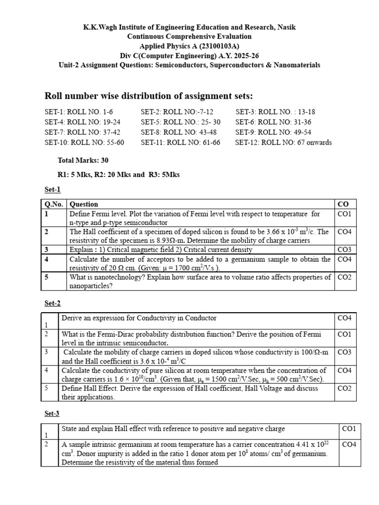 Unit-2_ Assignment Questions | PDF | Electrical Resistivity And ...