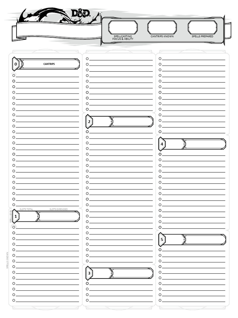 Half-Caster Spell Sheet | PDF