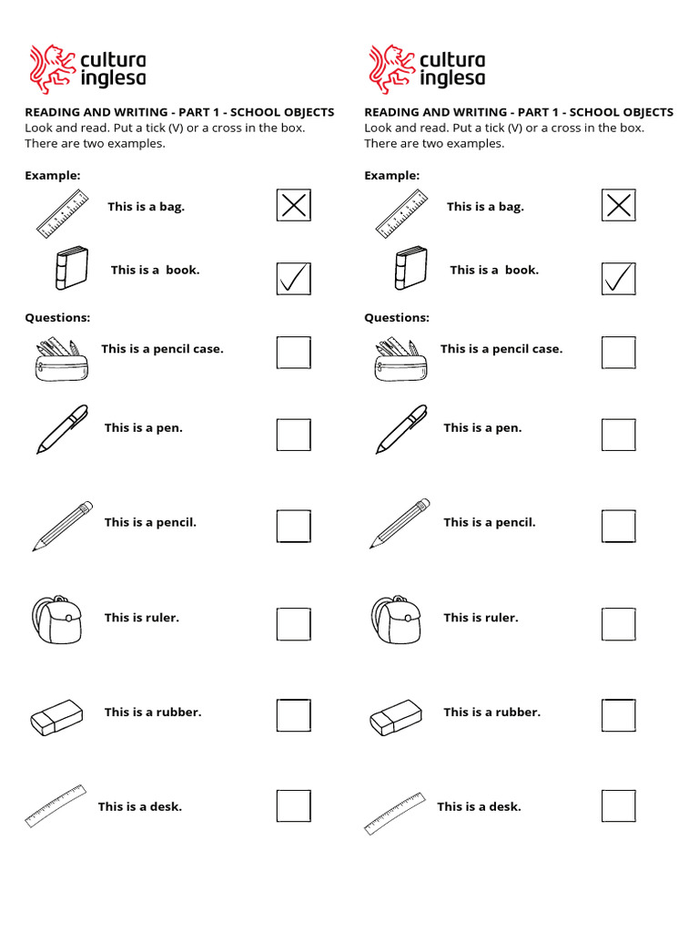 Starters Like - School Objects | PDF | Stationery