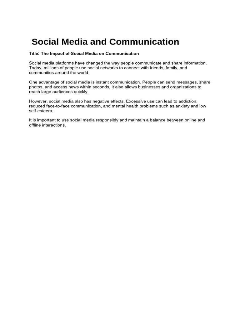 Social Media and Communication | PDF