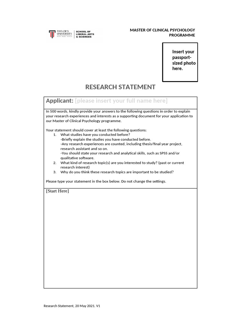 MCP Form 2 - Research Statement | PDF