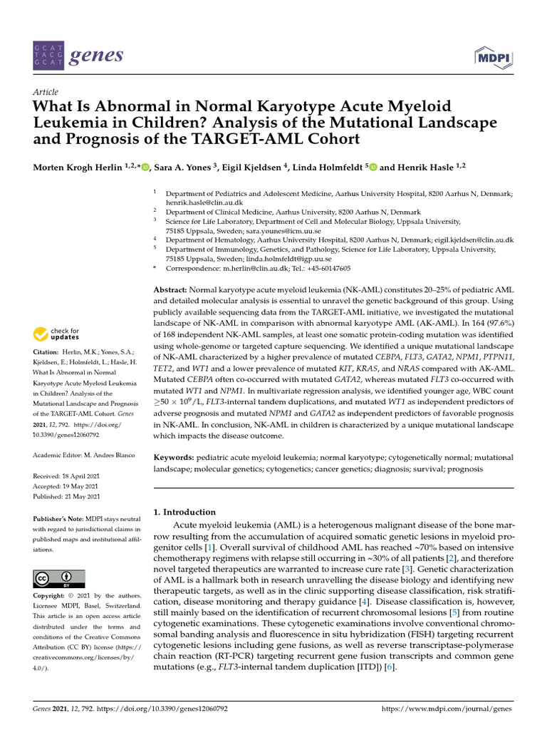 What is Abnormal in Normal Karyotype Acute Myeloid Leukemia in Children ...