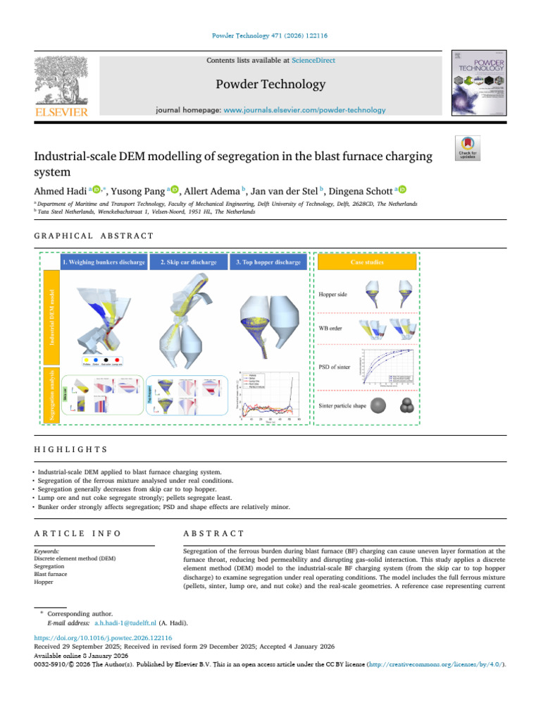 Industrial Scale DEM Modelling of Segregation in The Blast 2026 Powder ...