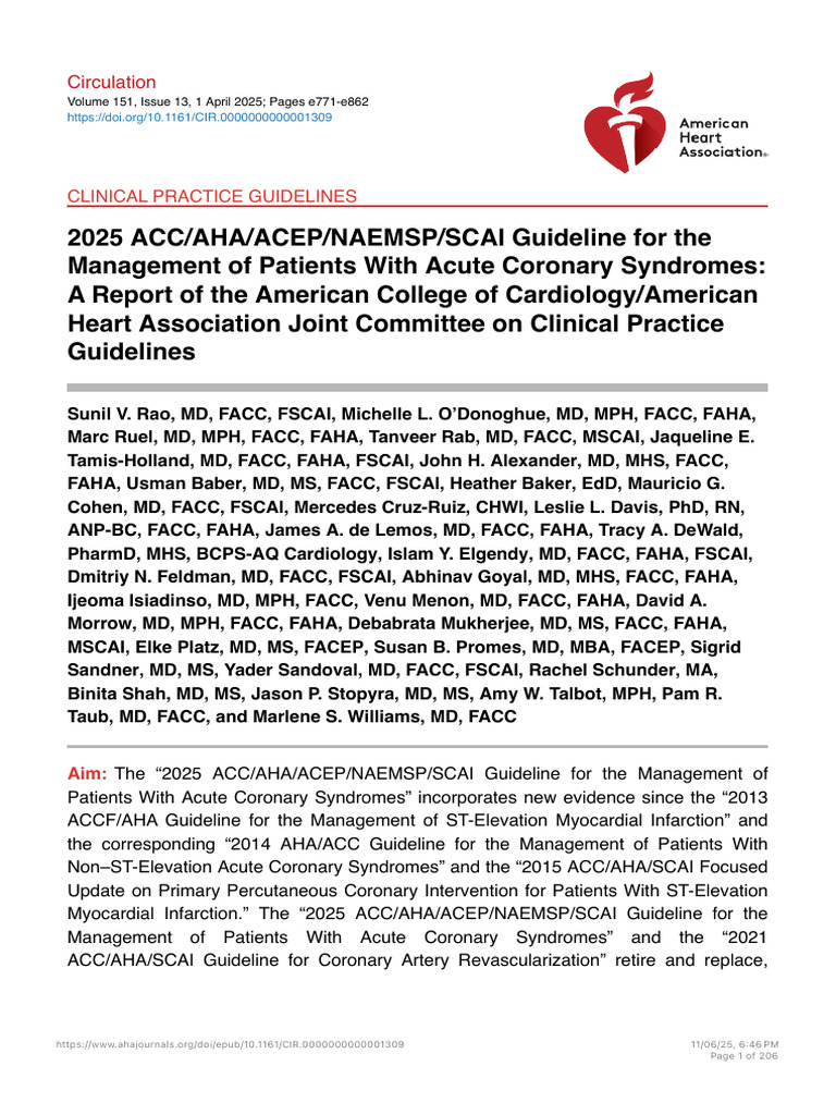 2025 ACC-AHA-ACEP-NAEMSP-SCAI Guideline For The Management of Patients ...