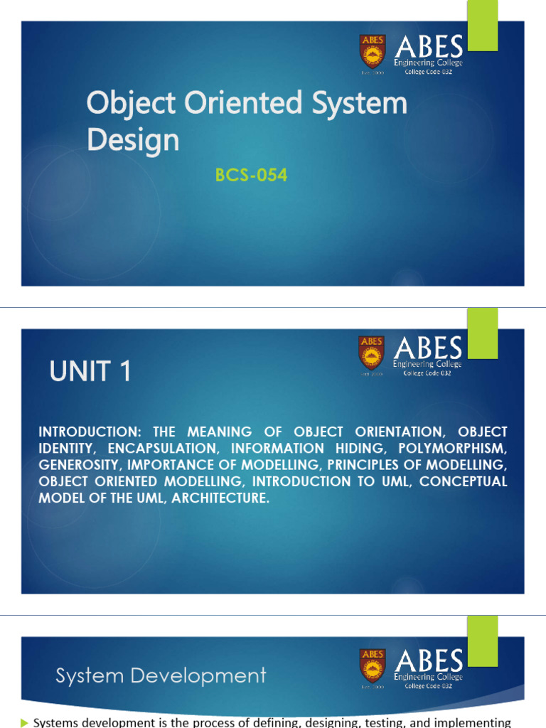 Oosd Unit-1 Notes | PDF | Object Oriented Programming | Method ...