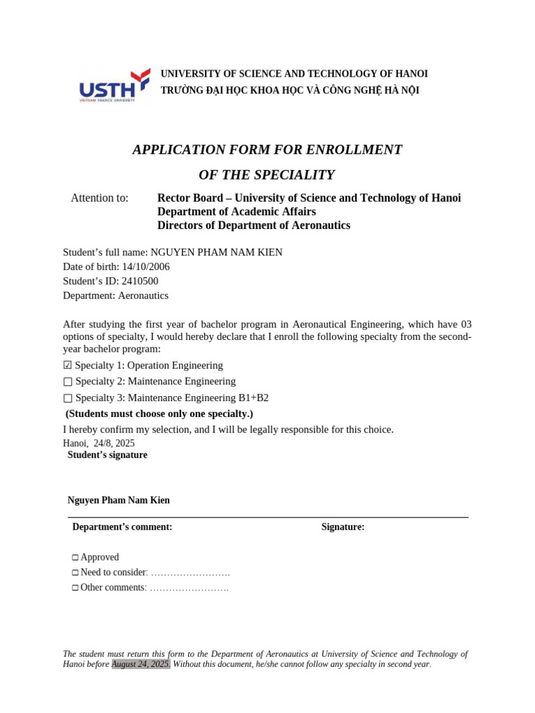 [Template]-Application Form for Enrolment of Speciality_v2 | PDF