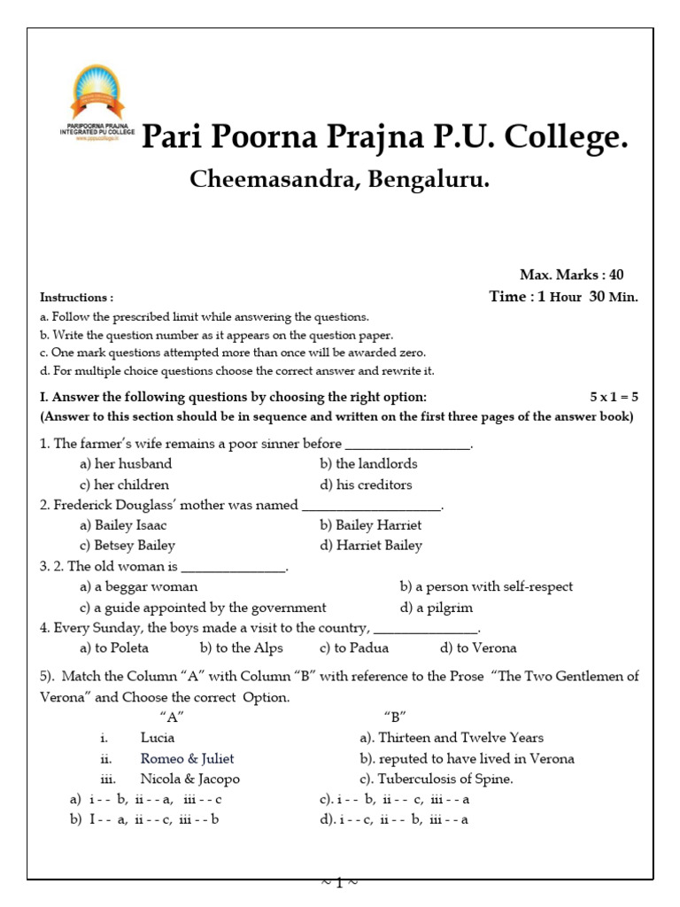 Ppp i Puc 2 Round Test 24 p1 | PDF