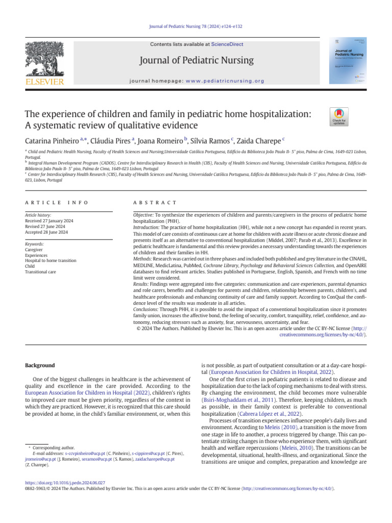 The Experience of Children and Family in Pediatric | PDF | Methodology ...