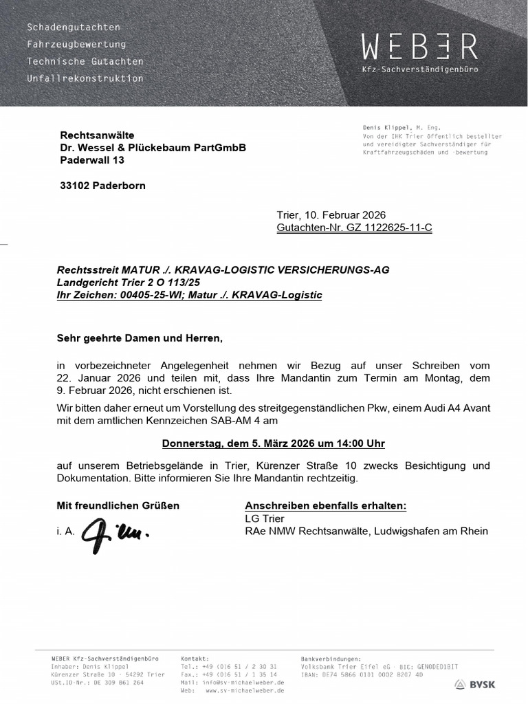 VSV Weber Anschreiben Neuer Termin | PDF