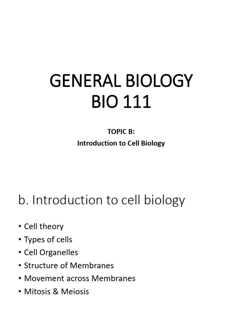 Topic b_Introduction to Cell Biology | PDF | Cell (Biology) | Cytoskeleton
