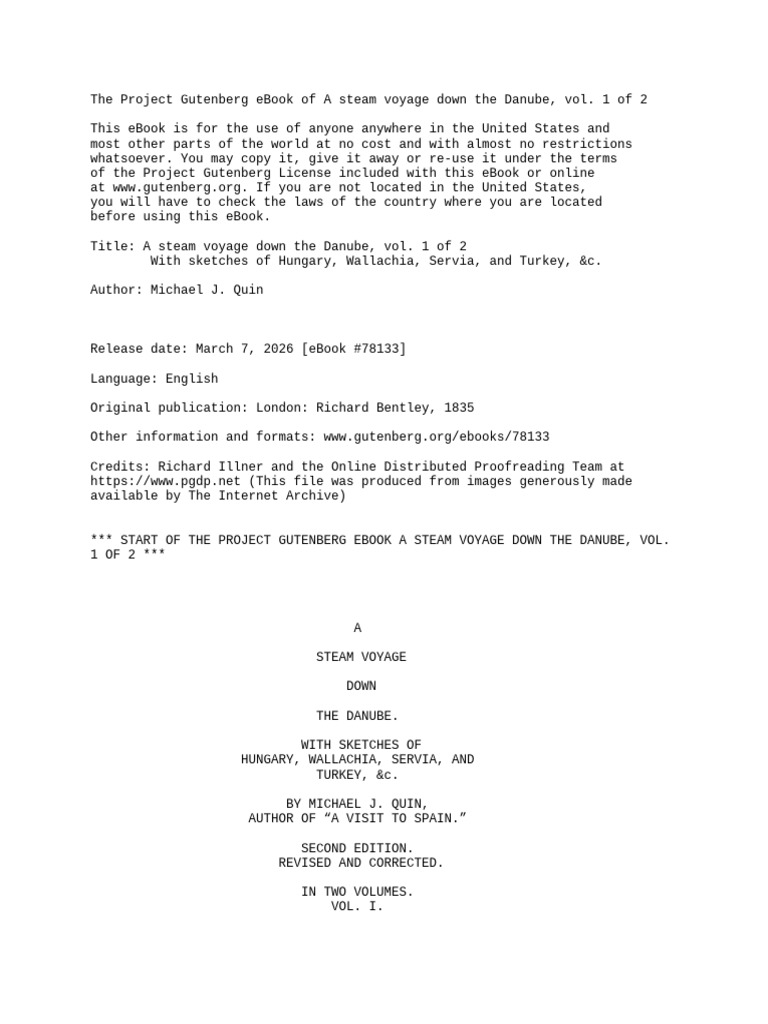 The Project Gutenberg eBook of A steam voyage down the Danube, vol. 1 ...