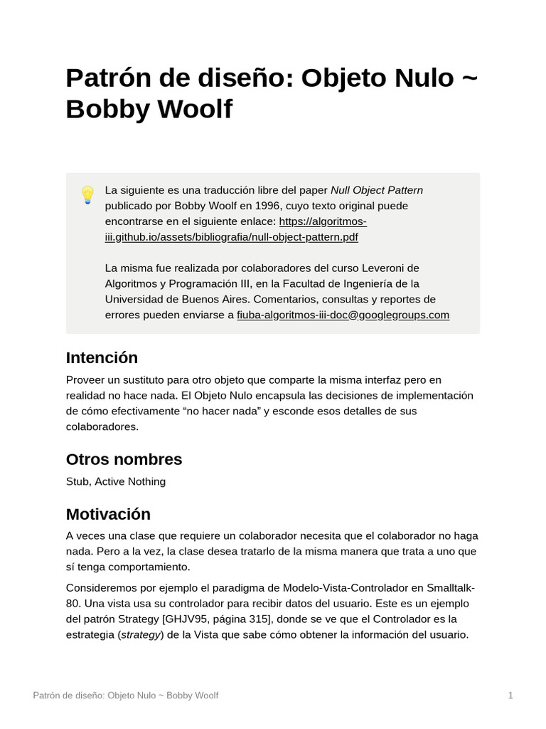 Objeto Nulo Bobby Woolf SP | PDF
