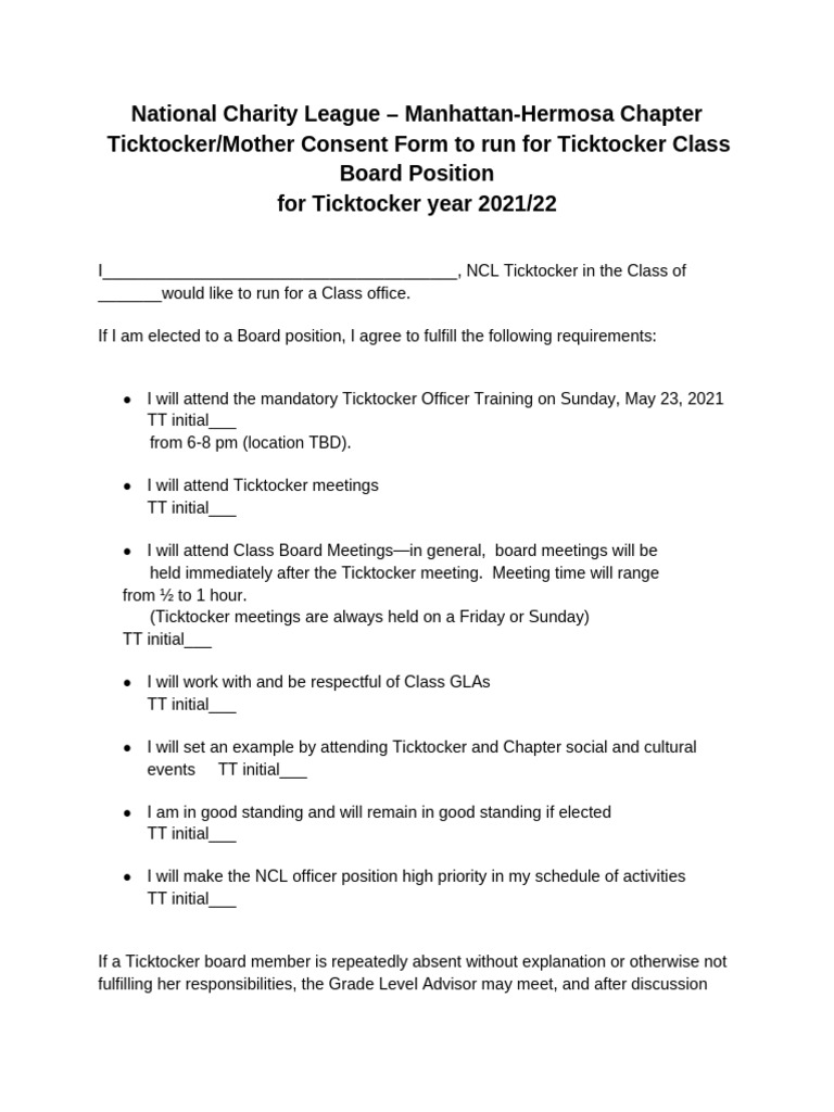 TT Mother Consent Form Board Position | PDF