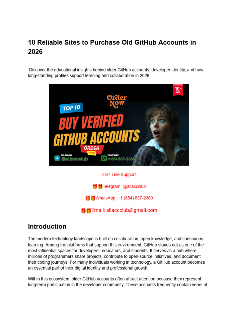 10 Reliable Sites To Purchase Old GitHub Accounts in 2026 | PDF ...