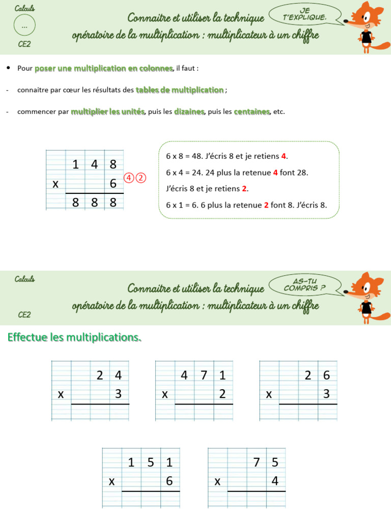 CE2 Calculs 06 Connaitre Et Utiliser La Technique Operatoire de La ...