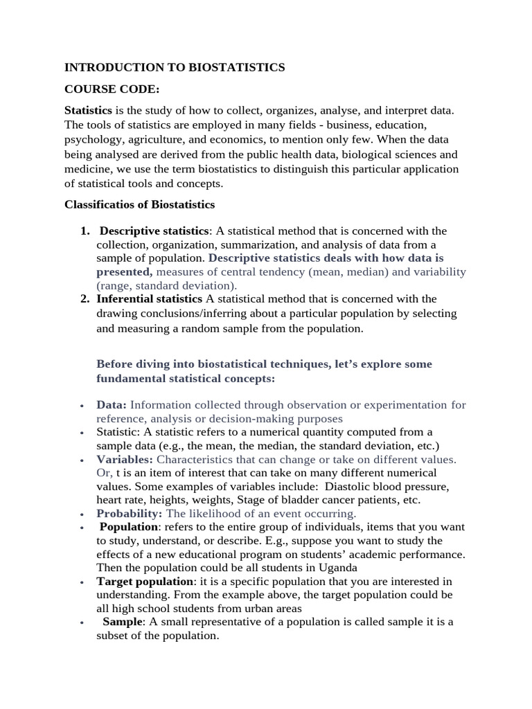 Introduction To Biostatistics | PDF | Statistics | Level Of Measurement