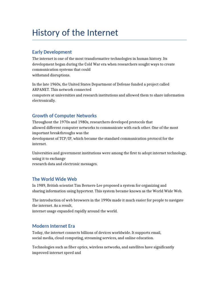 History of The Internet | PDF
