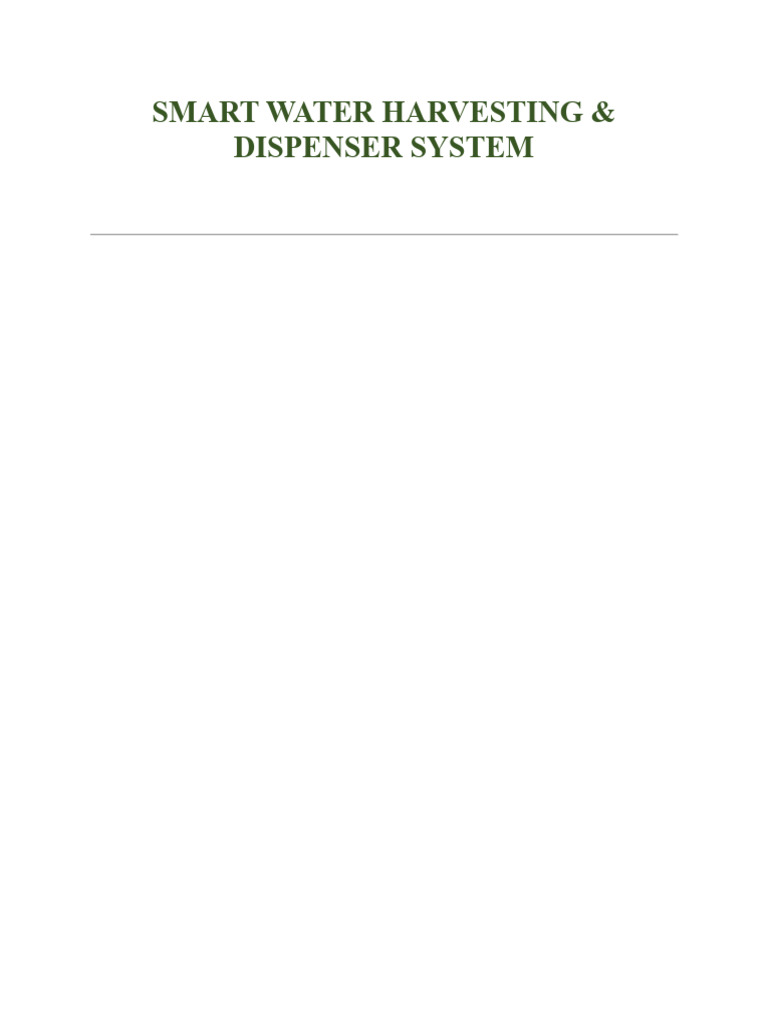Smart Water Harvesting & Dispenser System | PDF | Power Supply | Water