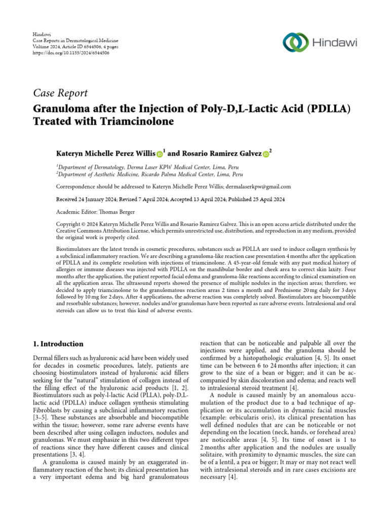 Granuloma After the Injection of Poly-DL-Lactic Ac | PDF | Injection ...