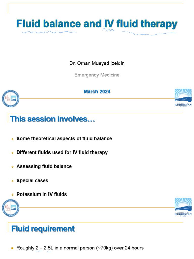 8 - Fluid Balance and IV Fluid Therapy | PDF | Saline (Medicine ...