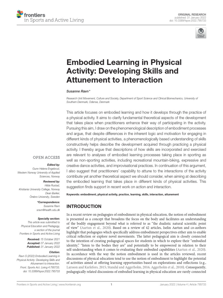 Ravn, S. (2022). Embodied Learning in Physical Activity Developing ...
