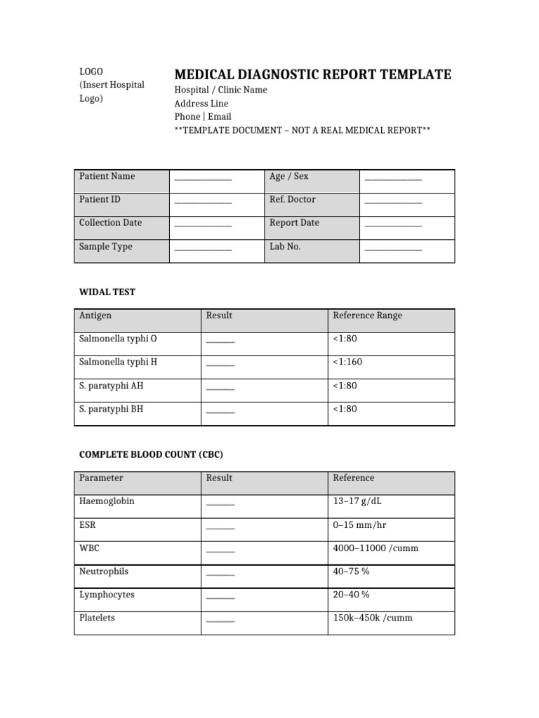 Medical Report Template Realistic Layout | PDF