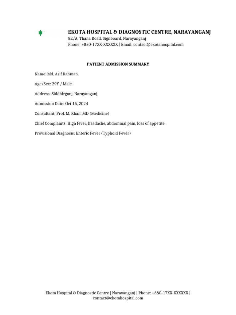 Ekota Hospital Full Report Template | PDF