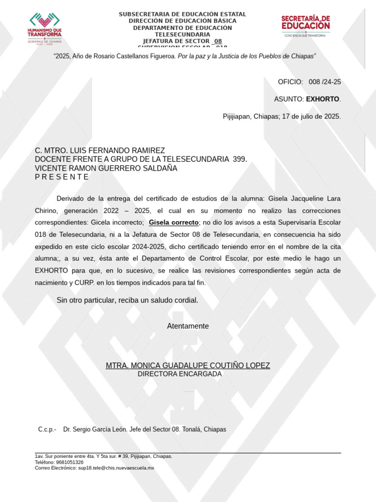 Exhort Ac i on Ramirez Gonzalez | PDF