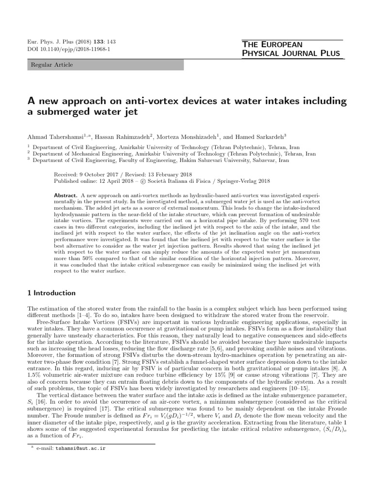 A New Approach on Anti-Vortex Devices at Water Intakes Including a ...