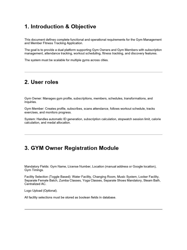 Gym App Detailed SRS Document | PDF | Software | Computing