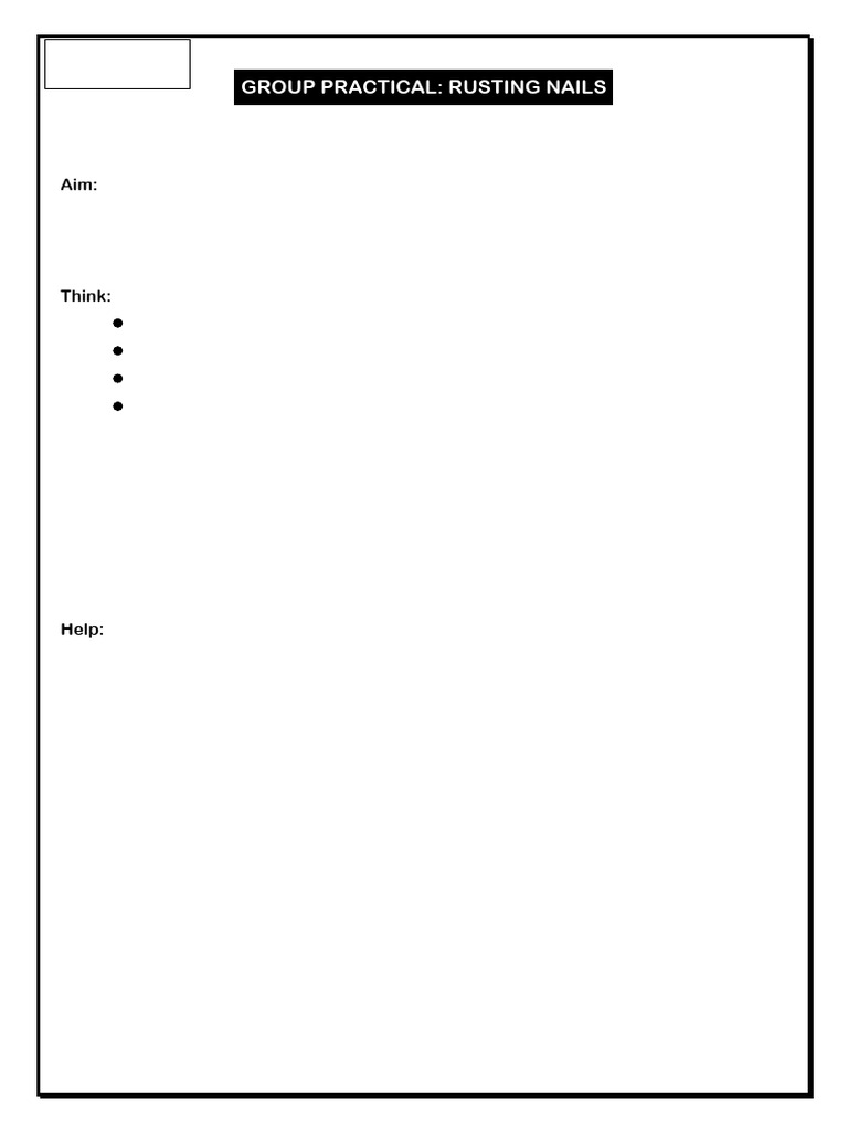 Chemistry of Rusting Task Sheet | PDF | Rust | Corrosion