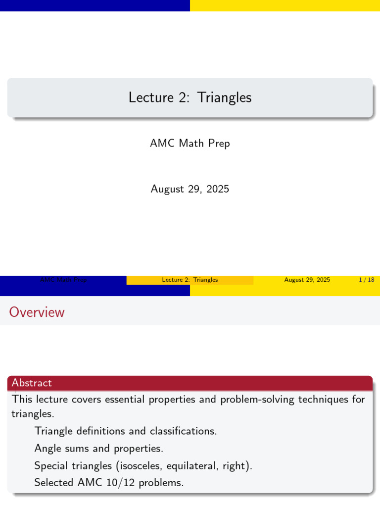 Lecture 2 Geometry Triangles | PDF | Triangle | Elementary Mathematics