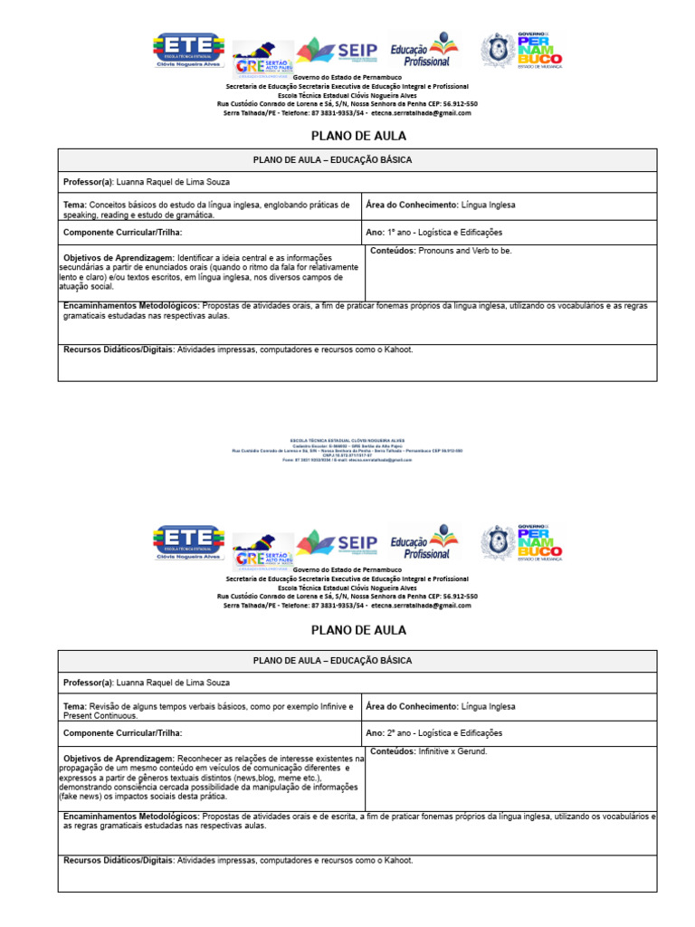 Plano de Aula 2026 - Luanna | PDF | Gramática | Linguística