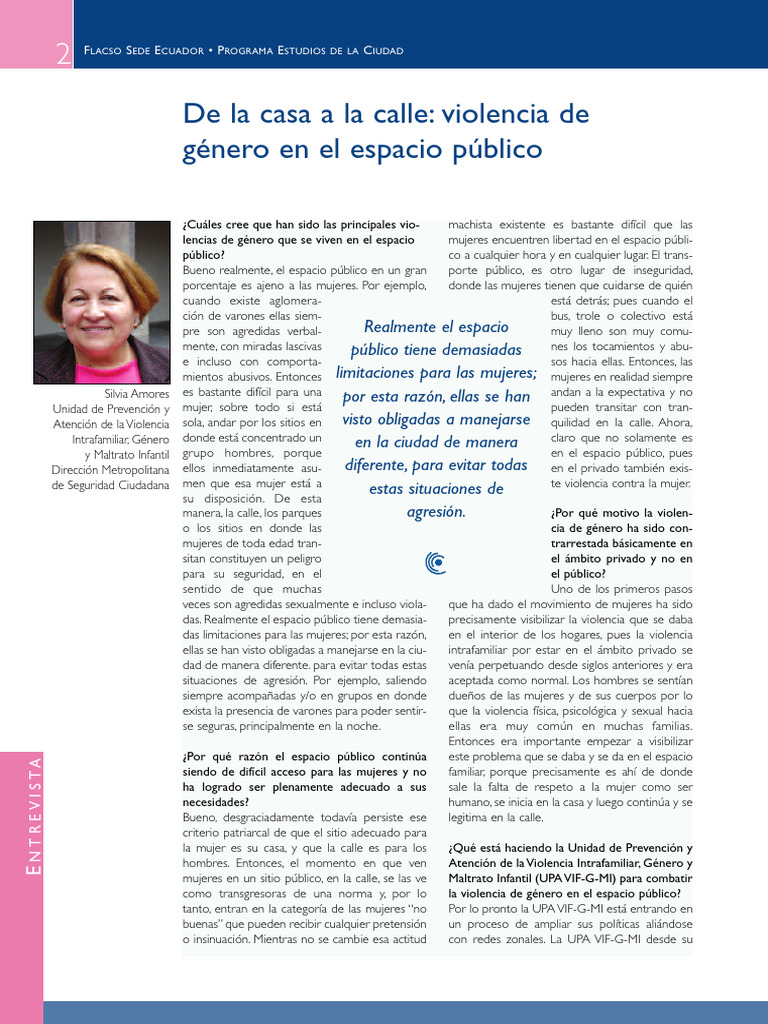 Violencia de Genero en El Espacio Publico | PDF | Mujer | La violencia ...