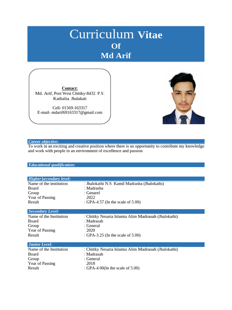 CV of Arif | PDF