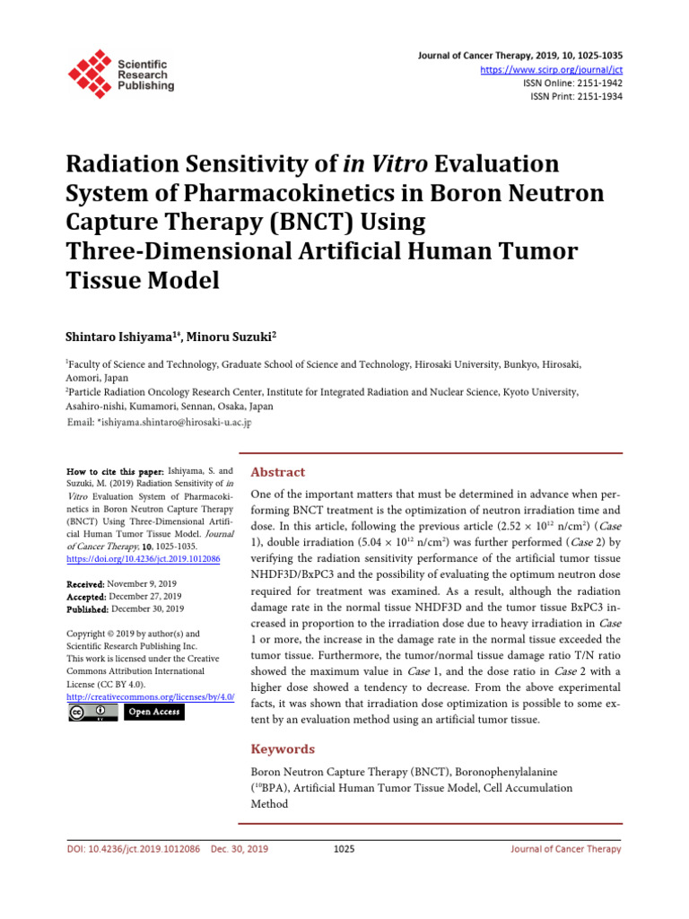 Radiation Sensitivity of in Vitro Evaluation Syste (1) | PDF ...