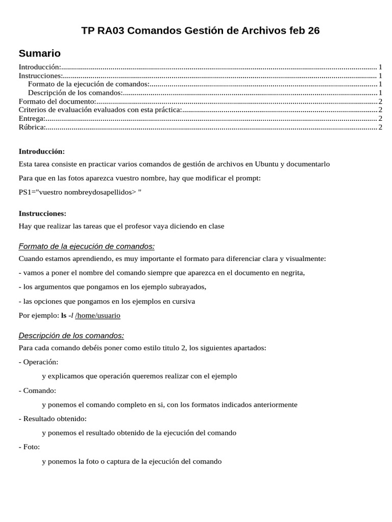 TP RA03 Practicando Comandos Gestion de Archivos Feb 26 | PDF ...
