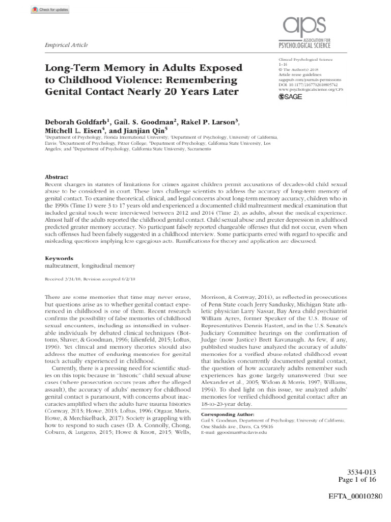 EFTA00159928 | PDF | Child Abuse | Memory