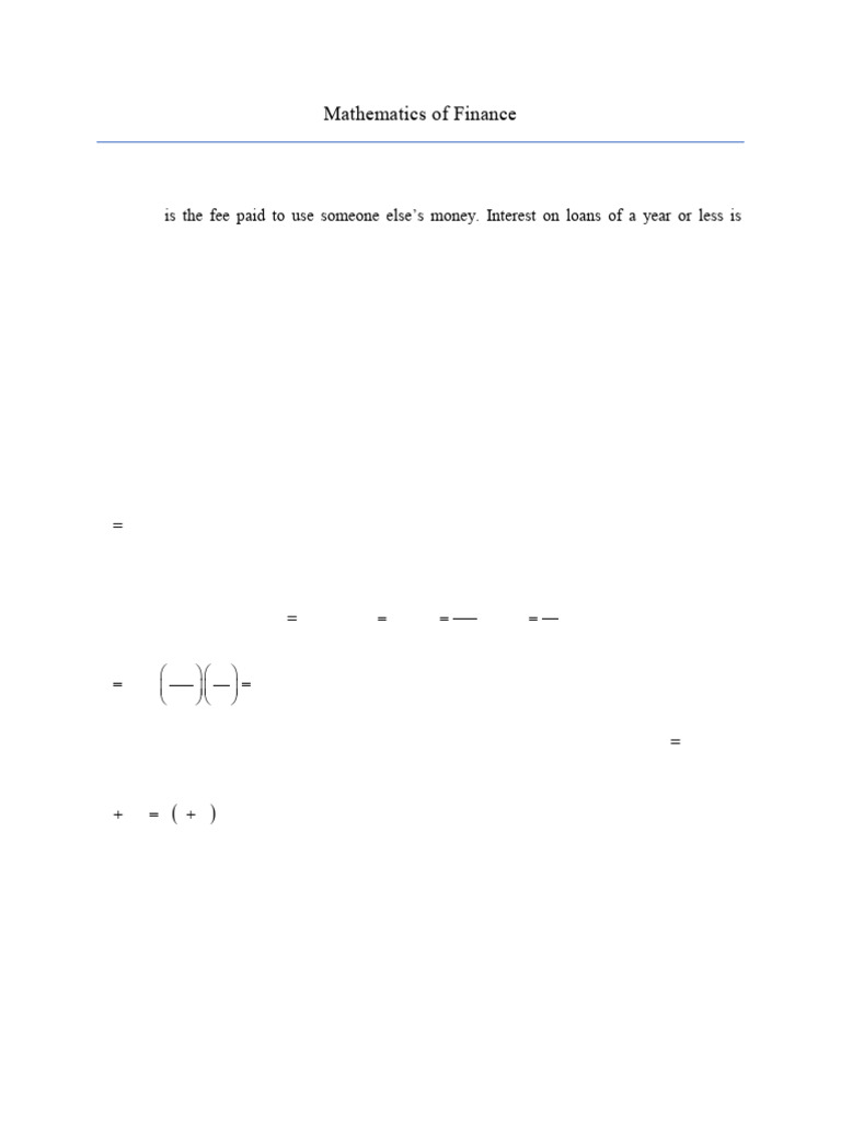 Mathematics of Finance | PDF | Interest | Compound Interest