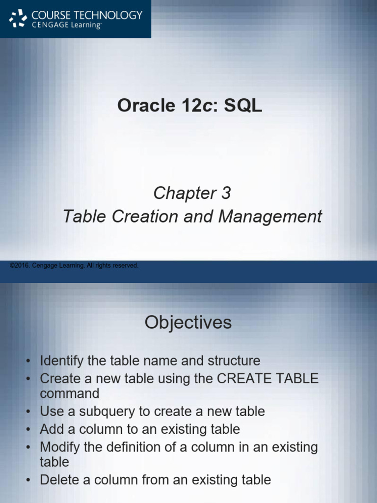 SQL - Chapter 3 Table Creation and Management | PDF | Table (Database ...