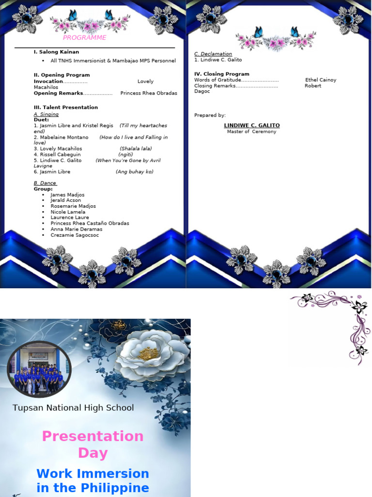 PROGRAMME Wrok Immersion 1 | PDF