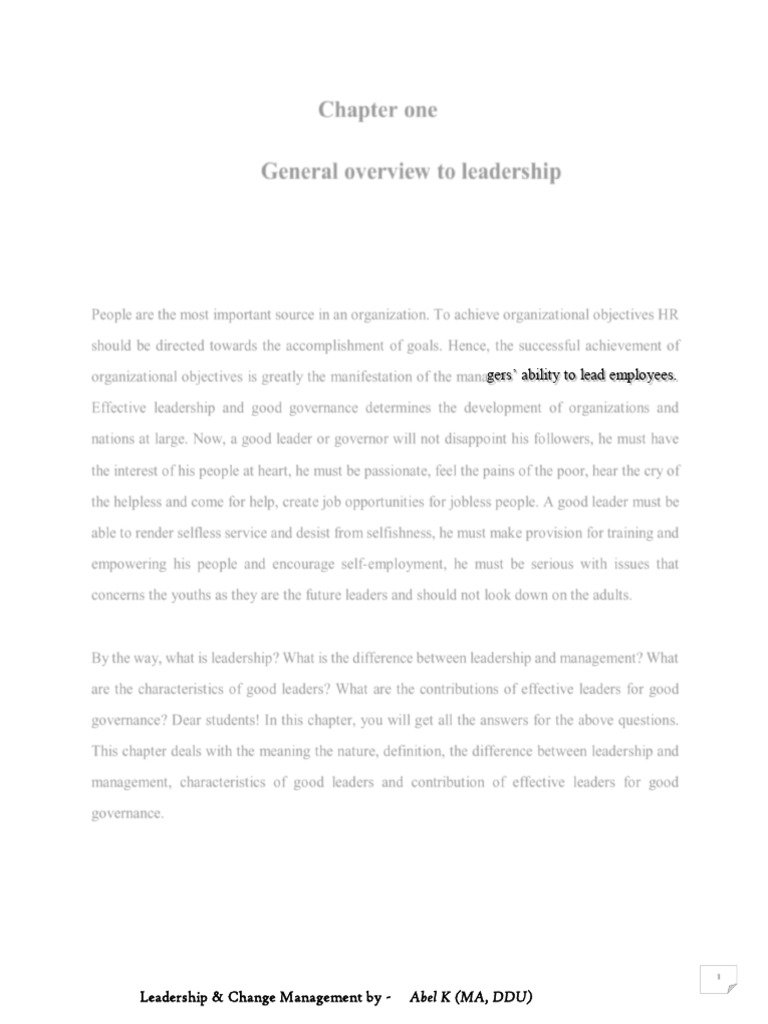 Leadership - Chapter - 1 | PDF | Leadership | Empathy