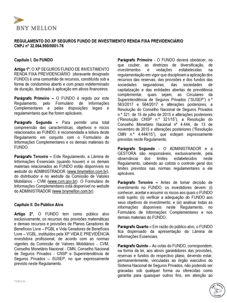 XP Seguros Fundo de Investimento Renda Fixa Previdenciário | PDF ...
