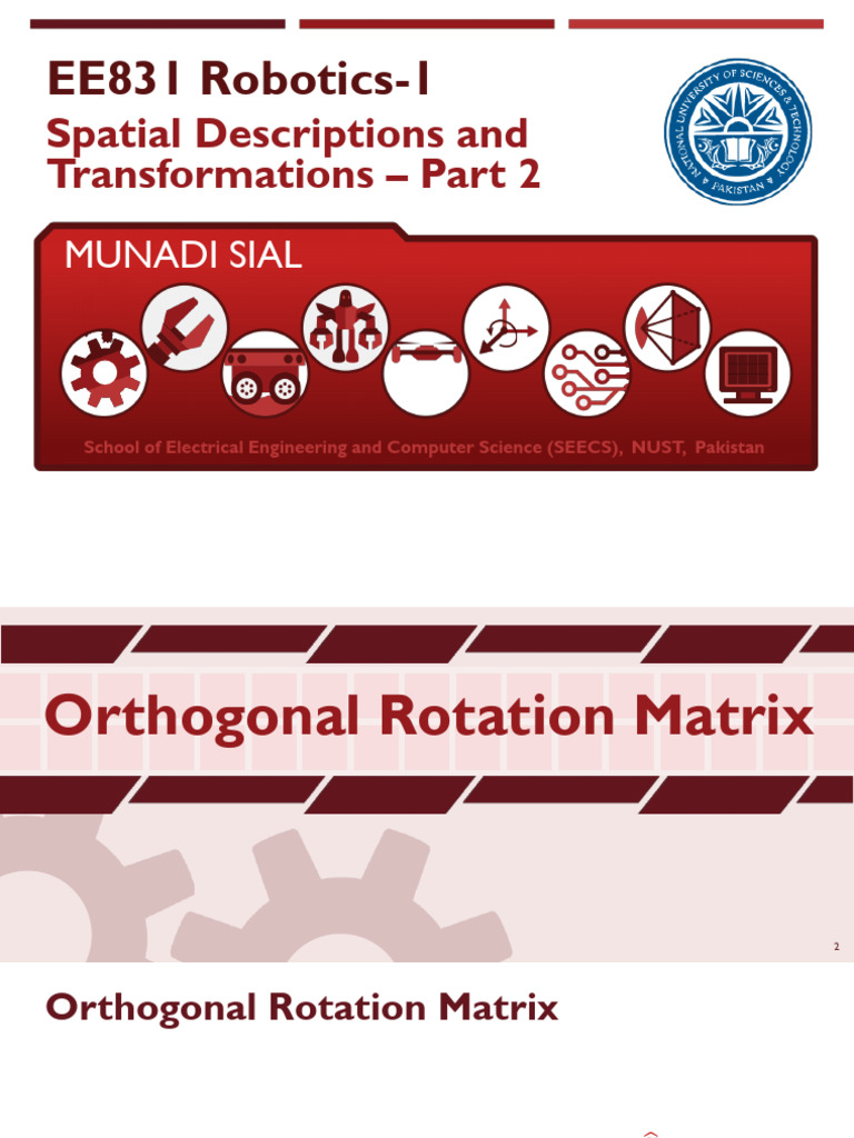 Robotics Week 03 Spatial Descriptions and Transformations Part 2 | PDF ...